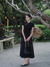 MeetMetro瑪依爾2025夏新中式國風(fēng)連衣裙女東方簡(jiǎn)奢風(fēng)小黑裙拼接旗袍裙 黑色 S 曬單實(shí)拍圖