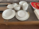 隆達骨瓷碗盤(pán)餐具 十碗十盤(pán)套裝巴塞羅那盤(pán)子精致高檔 骨瓷餐具陶瓷碗勺子 巴塞羅那家和套（中） 28件套 曬單實(shí)拍圖