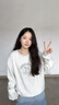 lagogo【抗菌發(fā)熱】灰色加絨圓領(lǐng)衛(wèi)衣女拉谷谷2024冬新款保暖上衣 灰色 M 曬單實拍圖