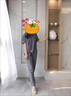 勛貍粑女裝胖人寬松遮肉套裝春夏裝胖妹妹時(shí)尚簡(jiǎn)約遮肚顯瘦兩件套 灰色【上衣:褲子】 L :建議100-115斤 曬單實(shí)拍圖