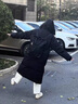 韓璐嬌（hanlujiao）長(zhǎng)款羽絨棉服女冬季2024新款韓版寬松學(xué)院風(fēng)連帽過(guò)膝加厚棉衣外套 黑色 M 曬單實(shí)拍圖