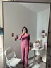 麒麟羊冬羽毛蛋白保暖內(nèi)衣套裝加厚秋衣秋褲男女圓領(lǐng)桑蠶絲填充情侶毛衫 豆紅-女加厚貼片 M 曬單實(shí)拍圖