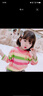 金布?。↗INBUDING）夏季女童T恤上衣適合2-8歲女寶寶穿的夏裝新款短袖上衣中小童兒童 花朵粉綠條  短袖款 100 建議身高90-100cm 曬單實(shí)拍圖