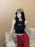 豬小耙（ZHUXIAOPA）美式辣妹無袖工字內(nèi)搭吊帶背心女夏季削肩短款外穿上衣女 黑色 均碼 80-130斤 曬單實拍圖