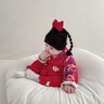 韞舜寶寶帽子搞怪假發(fā)辮子紅色蝴蝶結(jié)百天周歲新年嬰兒帽子春秋款 蝴蝶結(jié)辮子帽【黑色】 均碼(帽圍40CM左右） 曬單實拍圖
