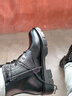 YDL.LAORT馬丁靴男韓版青年高幫短靴 英倫工裝機車(chē)靴騎車(chē) 厚底戶(hù)外中幫皮子 秋款網(wǎng)紗(內增高) 42 曬單實(shí)拍圖