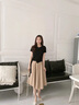 艾珠兒（Aizhuer）棉麻連衣裙女裝2025年夏季新款時(shí)尚氣質(zhì)小個(gè)子兩件套套裝裙子夏天 黑+卡其 L 曬單實(shí)拍圖
