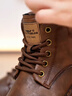 公牛世家馬丁靴男秋冬新款時(shí)尚復古男士工裝鞋百搭中幫系帶休閑皮鞋男 曬單實(shí)拍圖