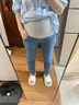 南叮雅格孕婦牛仔褲春秋新款外穿直筒褲九分褲煙管褲孕婦褲子春秋裝 藍色 XXL140-160斤 曬單實(shí)拍圖