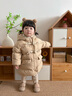 幼歌（YOUGE）嬰幼兒冬季新款簡(jiǎn)約盤(pán)扣中長(zhǎng)款羽絨服蓬松保暖舒適外套 卡其 90 cm 曬單實(shí)拍圖