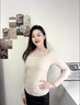 多情貓美雅碧低領(lǐng)保暖內衣女秋冬德絨打底上衣加絨發(fā)熱方領(lǐng)秋衣秋褲套裝 基礎款-奶茶白-上衣 L 【105-120斤】 曬單實(shí)拍圖