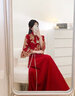 塞德勒（SAIDELE）新中式敬酒服新娘2025酒紅色冬季簡(jiǎn)約秀禾服改良旗袍出閣宴訂婚禮 曬單實(shí)拍圖