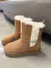 AU&MU澳洲羊毛雪地靴女冬季加絨加厚保暖東北戶(hù)外防滑雪地棉鞋短筒靴子 栗色 【羊毛保暖】655 37 曬單實(shí)拍圖