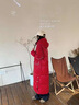 布力潘大紅色羽絨服結(jié)婚中長(zhǎng)款新娘穿的紅色90白鴨絨時(shí)尚過(guò)膝寬松 圣誕新年紅 XS (105) 80-105斤 曬單實(shí)拍圖
