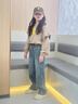 奧米鼠女童加絨牛仔褲秋冬裝2024新款大童加厚闊腿褲兒童冬季一體絨褲子 藍灰 150 cm 曬單實拍圖