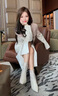 NINE WEST/玖熙輕奢品牌時(shí)裝靴女2025冬新款輕奢感堆皺拼接尖頭細(xì)跟短靴 黑色 34 (220mm) 曬單實(shí)拍圖
