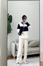 真維斯（JEANSWEST）雪尼爾闊腿褲女春秋季2025新款垂感女士直筒休閑加絨保暖長(cháng)褲女裝 加絨款 米色 純色 L 曬單實(shí)拍圖
