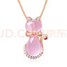 兒童項鏈玫瑰金色芙蓉石粉水晶貓咪女款吊墜鎖骨鏈飾品小禮物送同學(xué) 玫瑰金色貓吊墜+盒子鏈【一套價(jià)】 曬單實(shí)拍圖