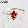 JOLEE戒指S925銀時(shí)尚輕奢石榴石彩寶飾品愛(ài)心指環(huán)送女生禮物一物一證 曬單實(shí)拍圖