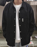 妙奕嘉男士襯衫外套長(cháng)袖襯衣春季休閑舒適黑色內搭美式工裝寬松上衣男裝 黑色白標襯衫外套 2XL 建議125-140斤 曬單實(shí)拍圖