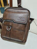 麥克袋鼠生日禮物送男友背包男包新款牛皮紋單肩包男士爸爸商務(wù)休閑斜挎包 HA-093棕色 曬單實(shí)拍圖