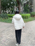 香影（xiangying）小個子短款羽絨服女2024冬裝新款白鴨絨時尚休閑連帽立領(lǐng)外套 米色 S 曬單實拍圖