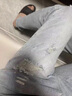 衣然呈品破洞牛仔褲男春夏薄款韓版修身小腳時尚潮流簡約百搭休閑長褲子男 淺藍色 30【建議110-120斤】 曬單實拍圖