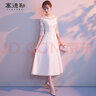 塞德勒宴會(huì)小晚禮服女2025新款秋季伴娘服連衣裙氣質(zhì)名媛平時(shí)可穿 白色 S 曬單實(shí)拍圖