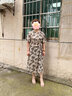 雅鹿碎花連衣裙女夏季2024新款氣質(zhì)媽媽裝中長款V領(lǐng)收腰中老年長裙子 9162卡其色 L【推薦105以下】 曬單實拍圖