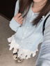 派吉鯊藍(lán)色甜美針織開衫外搭女秋冬季2025新款蝴蝶結(jié)毛衣外套法式小上衣 【藍(lán)色】 S 40/45kg 曬單實拍圖