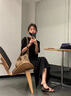 韓璐嬌（hanlujiao）黑色連衣裙女夏季2024新款赫本風寬松高級感顯瘦T恤裙氣質長裙子 黑色 M（建議105-120斤） 曬單實拍圖