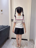 IVY HOUSE常春藤兒童裝女童2024年夏季新款  撞色海軍領(lǐng)舒彈氣質(zhì)短袖針織衫 白色（（附贈領(lǐng)花）） 140 cm 曬單實(shí)拍圖