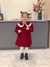 迪士尼寶寶女童加絨連衣裙兒童2024新款洋氣冬季公主裙子寶寶韓版紅色禮服裙 紅色加絨 無(wú)包包 80 曬單實(shí)拍圖