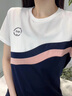 ELLE ACTIVE不規則撞色拼接減齡連衣裙夏季時(shí)尚百搭圓領(lǐng)短袖休閑打球運動(dòng)裙 藏青/白 L 曬單實(shí)拍圖