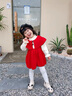 A 21 FUNB女童毛衣連衣裙秋冬2026新款寶寶新年裙2歲1洋氣嬰兒公主裙童裝潮 HMN8816 紅色 90 cm 曬單實(shí)拍圖