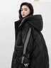 鴨鴨（YAYA）羽絨服女中長(cháng)款2023冬季新款個(gè)性百搭條紋加厚連帽休閑保暖外套HY 黑色 L (165) 曬單實(shí)拍圖