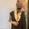 GIAVENTOLA絲巾女溫柔米黃色桑蠶絲春秋季真絲斜紋綢大方巾圍巾披肩送長輩 衣櫥里的女人橘色 曬單實拍圖