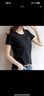 特步短袖女t恤夏季新款透氣速干圓領(lǐng)T運(yùn)動(dòng)服寬松半袖女體恤休閑上衣服 正黑色 (顯瘦正肩) XL/175 曬單實(shí)拍圖
