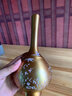 乾簡(jiǎn)純黃銅花瓶擺件辦公室客廳插花創(chuàng  )意簡(jiǎn)約電視柜餐桌干花藝術(shù)裝飾品 （喜上眉梢）彩繪長(cháng)頸銅花瓶 曬單實(shí)拍圖