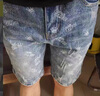 衣然呈品印花牛仔短褲男休閑夏季薄款外穿中褲新款潮流百搭個(gè)性五分褲子男 藍色 30【建議115-125斤】 曬單實(shí)拍圖
