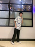 京御貴族休閑褲子男夏季薄款直筒褲男士寬松韓版運動九分褲小西褲冰絲長褲 黑色 XL 115-140 曬單實拍圖