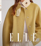 ELLE【100%綿羊毛】ELLE休閑短款雙面呢大衣女2024冬季新款毛呢外套 卡其 S 曬單實(shí)拍圖