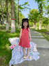 伊蘭調女童夏季新款紅格子連衣裙小女孩洋氣吊帶裙兒童女寶寶系帶短裙 紅色格子吊帶 130碼【適合45-56斤】 曬單實(shí)拍圖