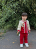 班喜迪兒童漢服套裝冬裝女童過(guò)年拜年服寶寶周歲禮服男童新年裝唐裝冬季 紅色 90 cm 曬單實(shí)拍圖
