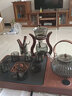 煙灰玻璃茶具套裝家用功夫茶盤(pán)帶燒水壺一體式排水電陶爐茶海煮茶壺茶臺(tái) 悅一體胡石燈籠+煙灰邀月+6煙灰把+茶道(蓮鶴) 曬單實(shí)拍圖