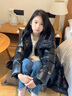 G.DUCKKIDS小黃鴨新款黑金羽絨服中大童冬季2024新款韓版連帽寬松過(guò)膝加厚保 黑金騎士黑 150 身高145-體重90以?xún)?曬單實(shí)拍圖