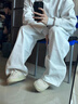 白色牛仔褲男高級感直筒闊腿褲彎刀美式休閑風(fēng)寬松型春秋青年褲子 白色  8202-1 30 建議131-140斤 曬單實(shí)拍圖