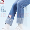 Hello Kitty凱蒂貓女童牛仔褲兒童褲子秋冬裝新款中大童春秋休閑長(cháng)褲洋氣童裝 藍色 130 曬單實(shí)拍圖