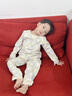蕉內301H兒童睡衣男女童純棉家居服套裝透氣大童寶寶長(cháng)袖不悶汗春秋季 灰綠葉子 110 曬單實(shí)拍圖