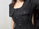 她芙（tafu）品牌女裝法式小香風(fēng)連衣裙女2025夏季新款氣質(zhì)減齡小個子修身短裙 黑色 S 曬單實(shí)拍圖